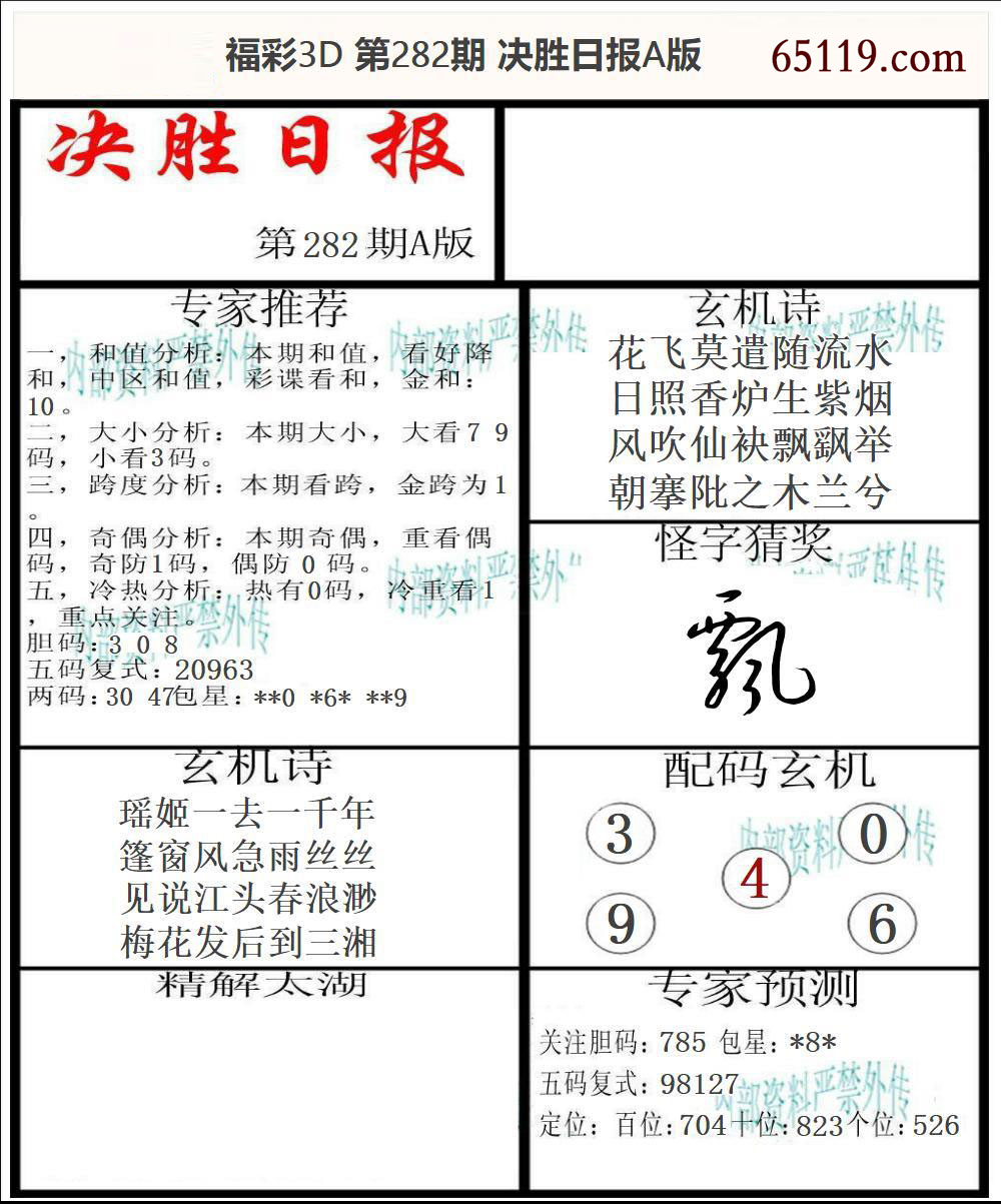 福彩3D决胜日报A版