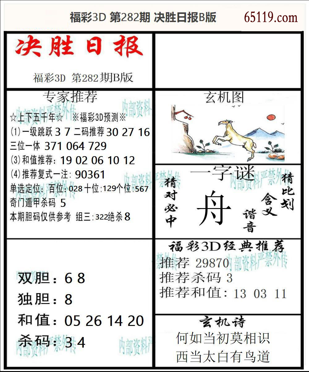 福彩3D决胜日报B版