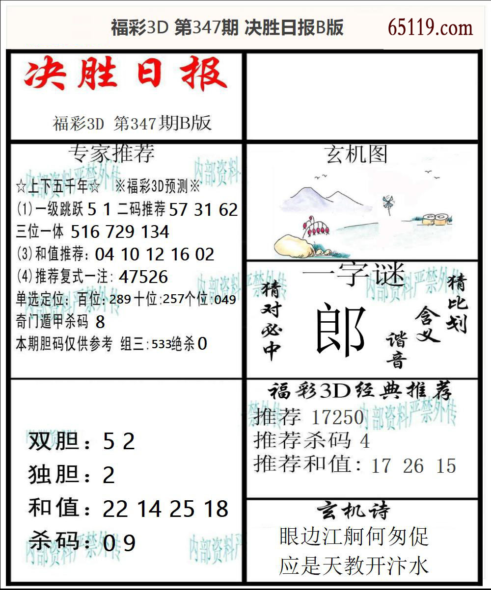 福彩3D决胜日报B版